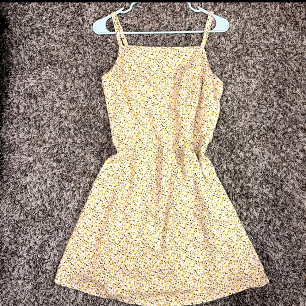 Linen Daisy Print Summer Dress